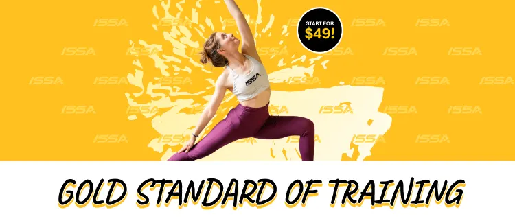 ISSA trainer and client doing yoga on yoga mat